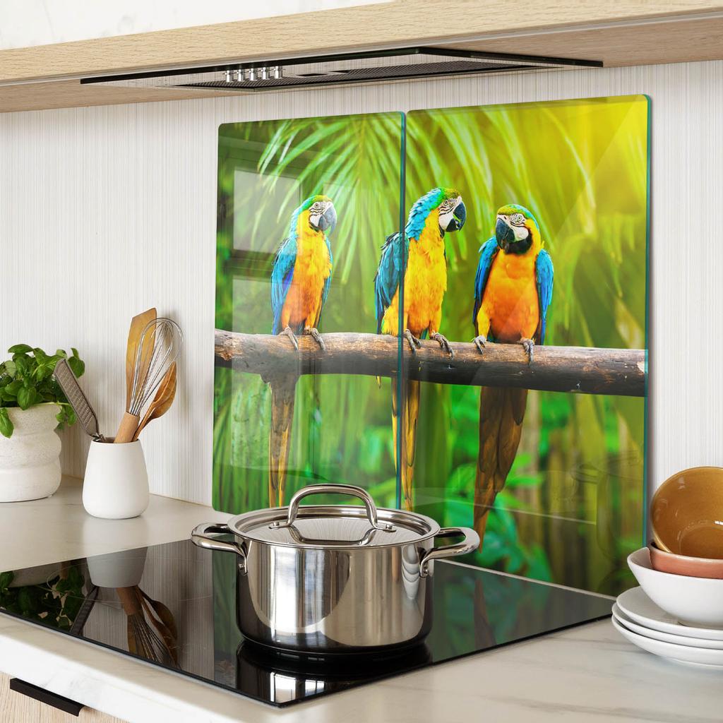 Tempered Multifunctional Decorative Glass Panels Parrot Branch 2X30X52 Cm