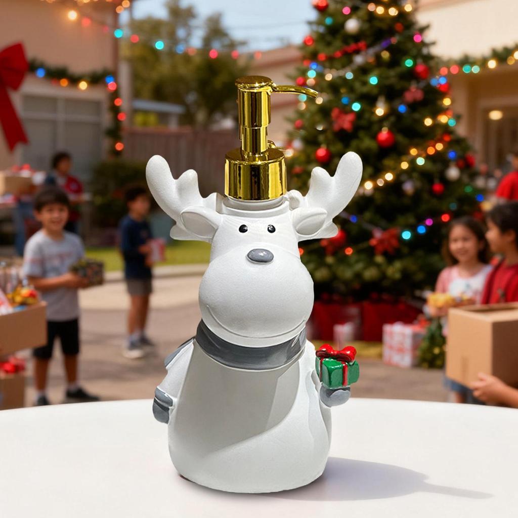 Manual Christmas Elk Soap Dispenser Empty Bottled Decorative Reindeer Refillable Lotion Bottle For Hand Sanitizer Shampo