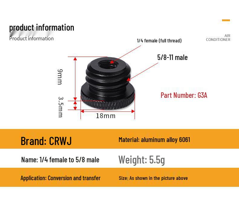 Laser Level Camera Mount Tripod Adapter: 3/8 To 1/4 & 1/4 To 5/8 Conversion Nut Screw