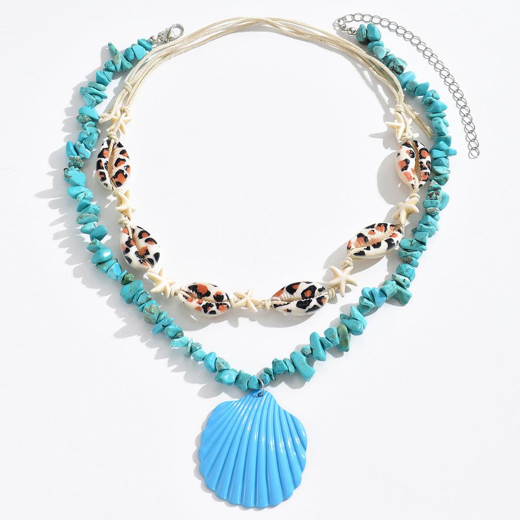 

Beach Shell Necklace For Women Natural Summer Boho Multilayer Sea Stone Pendant Jewelry