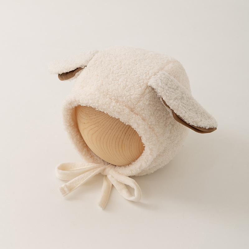Cute Long Ear Baby Hat Lamb Fleece Newborn Boy Girl Winter Warm Earmuffs Beanie Solid Color Outdoor Anti-cold Infant Bonnet Cap