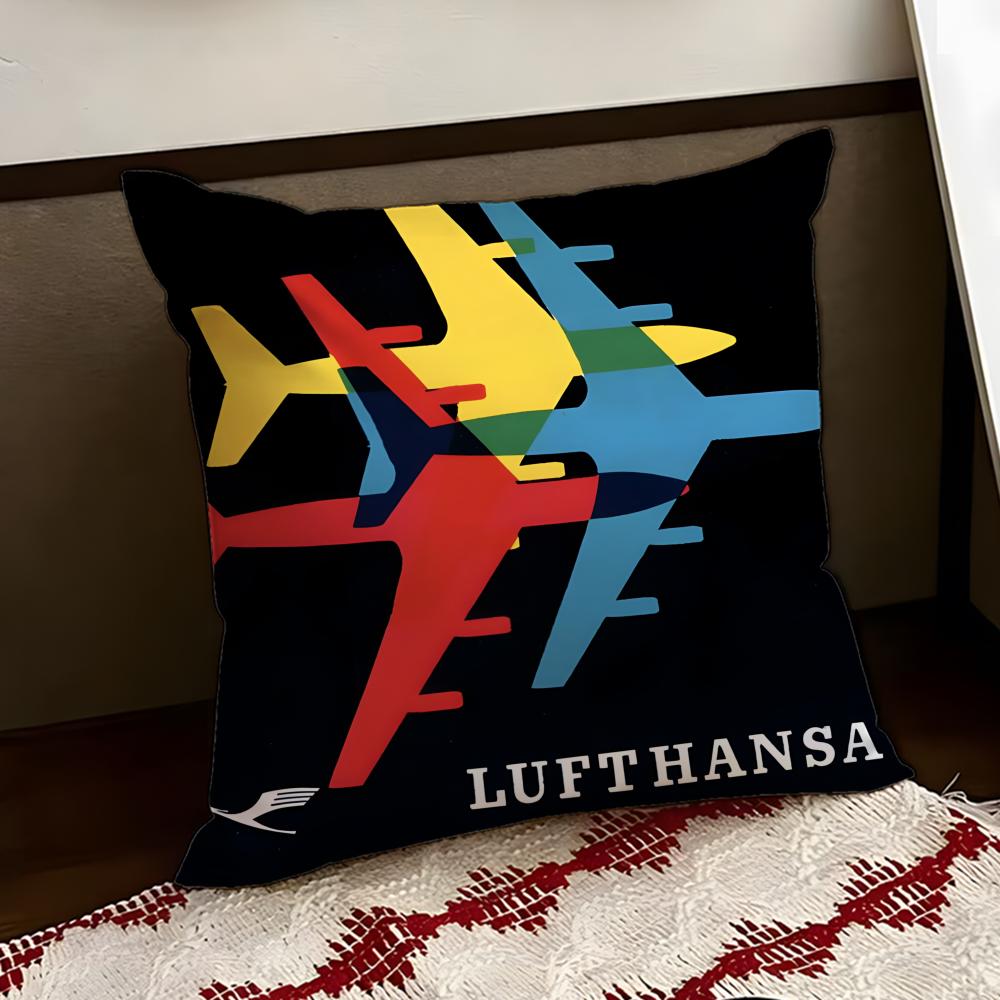 

Travel LLufthansa Cushion Cover Reversible Soft Durable Pillow Cover Home Car MultiScene Use for Daily Comfort 30X30cm