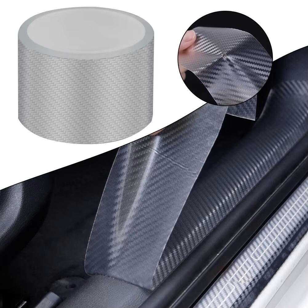 Transparent Carbon Fiber Car Threshold Portector Moulding Strip Trim Bumper Strip Door Sill Film Anti Scratch Guards Car Sticker