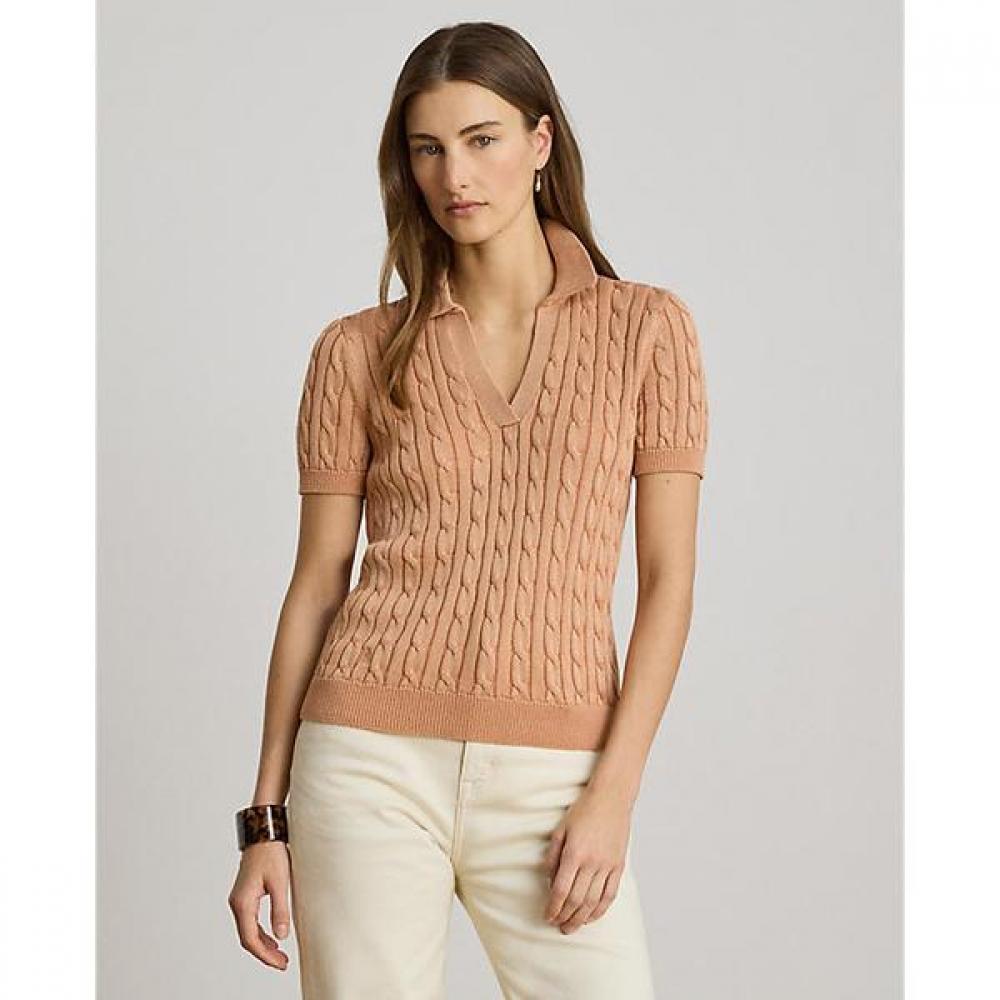 Lauren Ralph Lauren Cable Cotton Blend Short Sleeve Sweater  Wmlrswesn820217650 XS