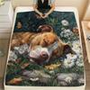 Pitbull and Grass,pattern Flannel Blanket, High Quality Comfortable for All Seasons, Home Decor, Warmth and Comfort, Perfect for Gifts.