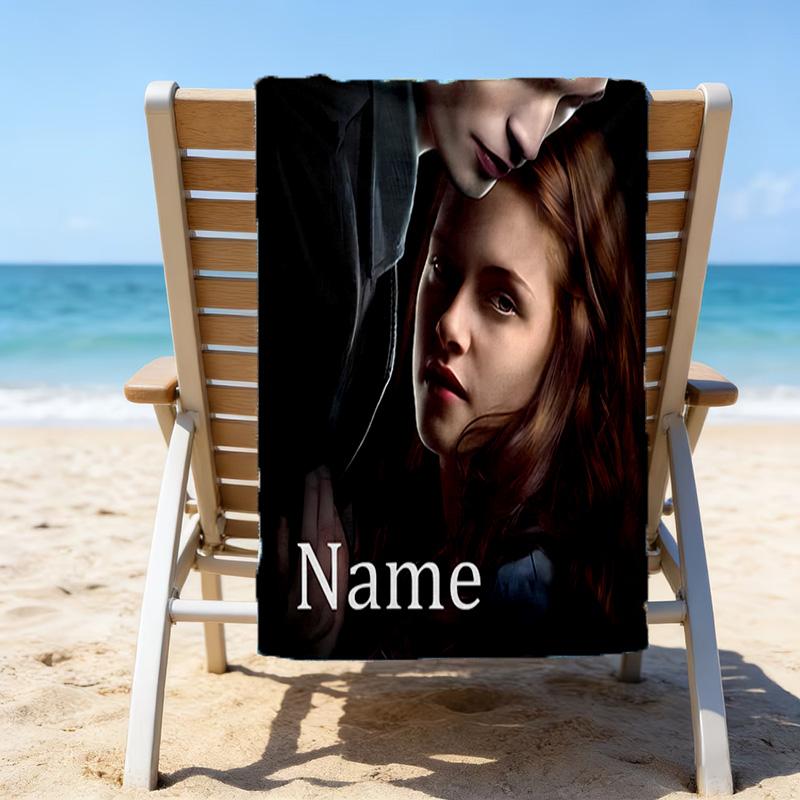1pc Twilight Beach Towel with Custom Name, Beach/Swimming/Bath/Picnic/Camping Towel, Suitable for Seaside Beaches