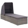 VidaXL Chaise Longue with Canopy and Cushion Wicker Resin Grey