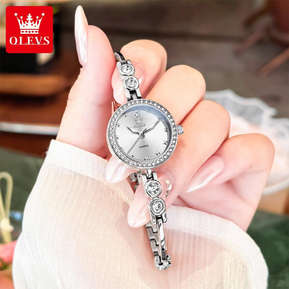 OLEVS Montres pour femmes Acier inoxydable Luxe Original Élégant Montre à quartz Étanche Montres lumineuses pour femme