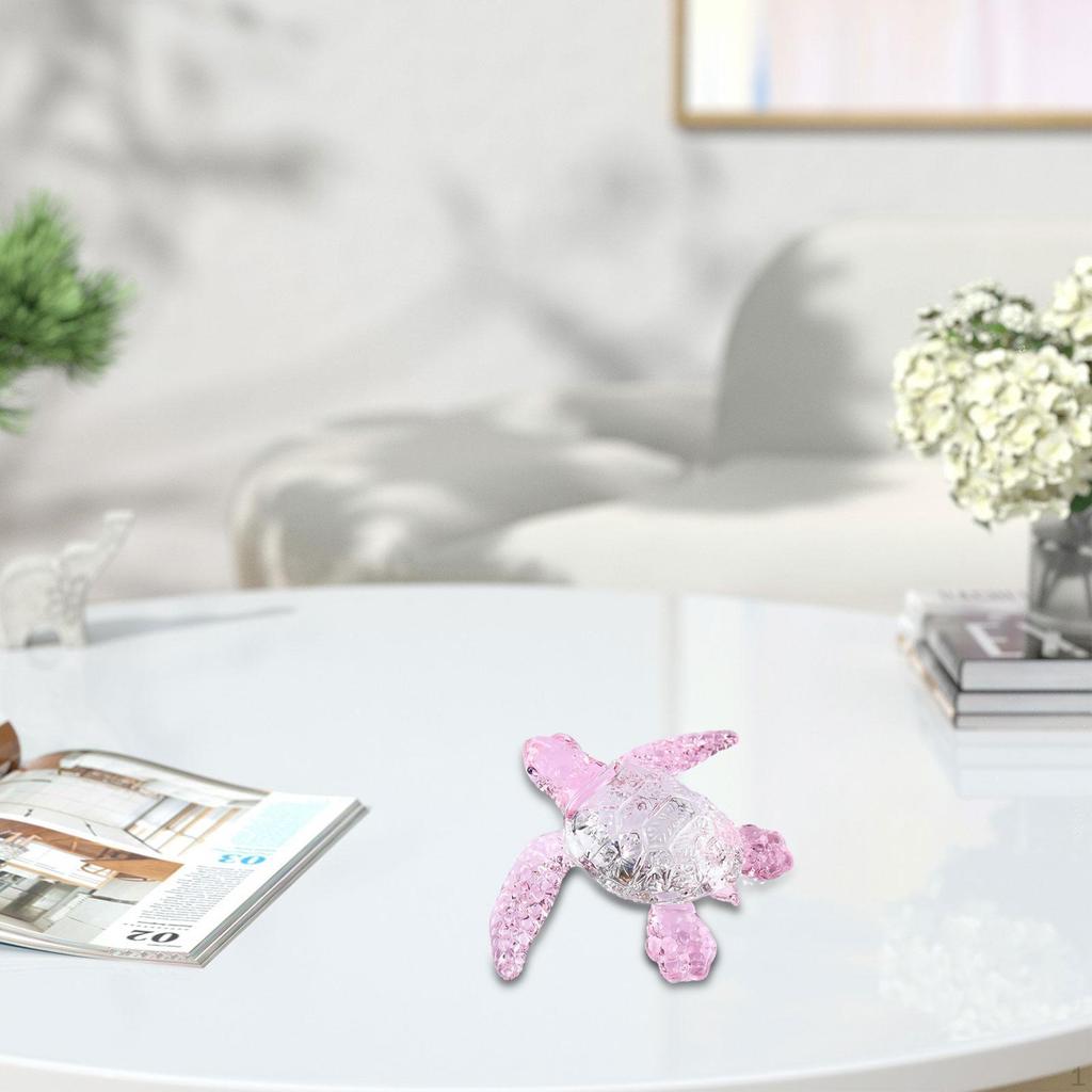 Glass Marine Turtle Figure Animal Sculpture Multifunctional 12x8.8x3 Cm Shelf Decoration for