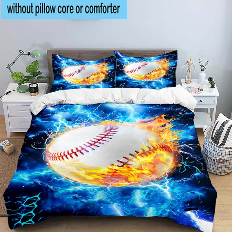 3PCS Flaming Football Artwork 3pcs Bedding,Including 3PCS Duvet Cover And 2pcs Pillowcases Perfect for Christmas,Ideal for Bedroom, Dormitory