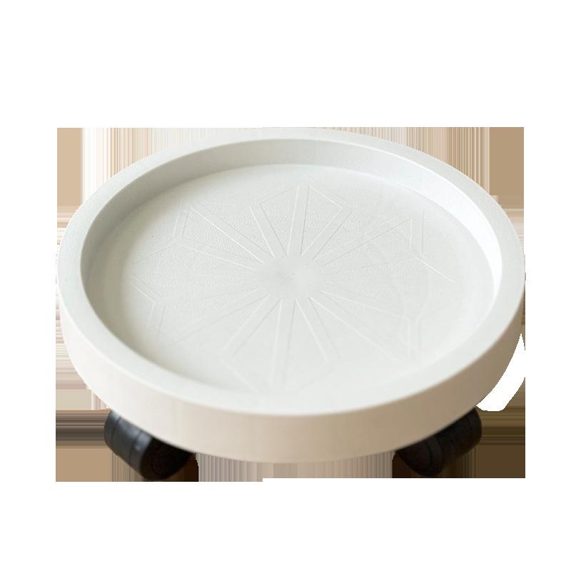 Round Movable Flower Pot Tray with Tempered Load-Bearing Wheels