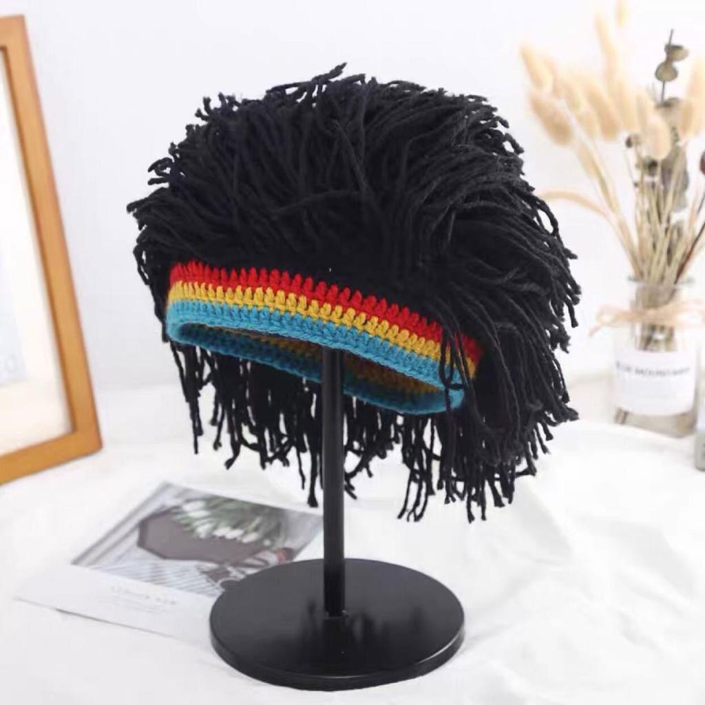Funny Wig Hats High Elasticity Keep Warm Knitted Beanie Hat with Dreadlocks for Christmas Halloween