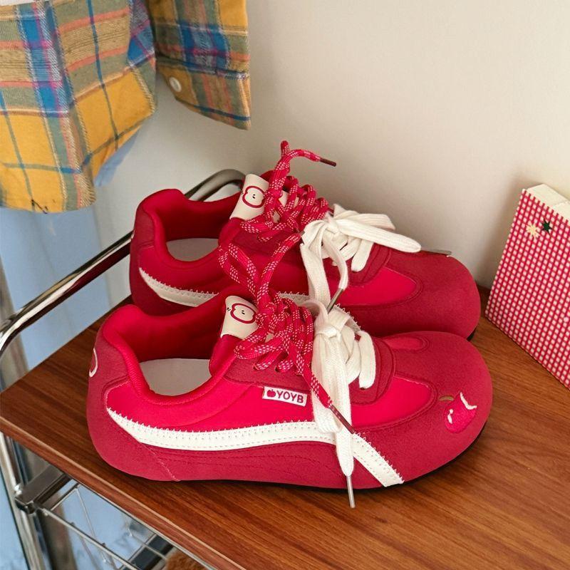 Versatile American Ballet Retro Red Apple Dexun Shoes Women's Summer Casual Board Sneakers