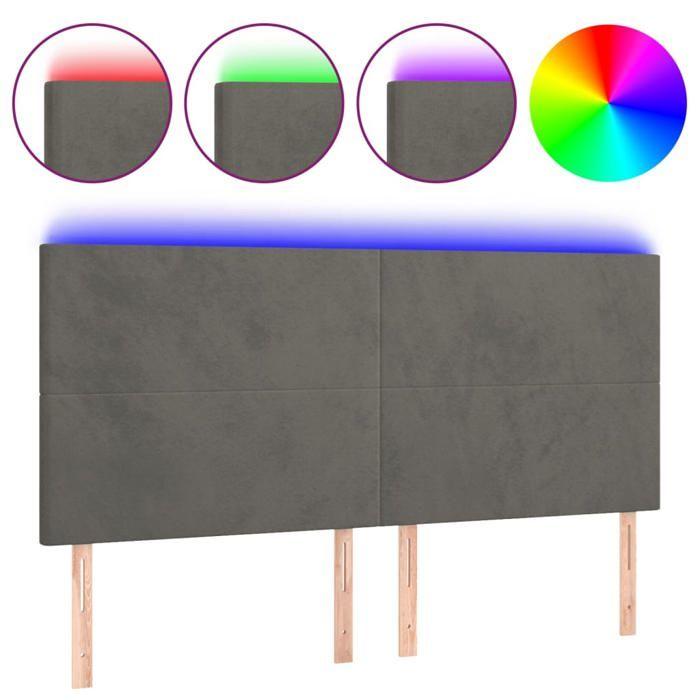 VidaXL LED Headboard Bedroom Furniture Double Bed Accessory Head of Bed Frame Interior Dark Grey 3122211