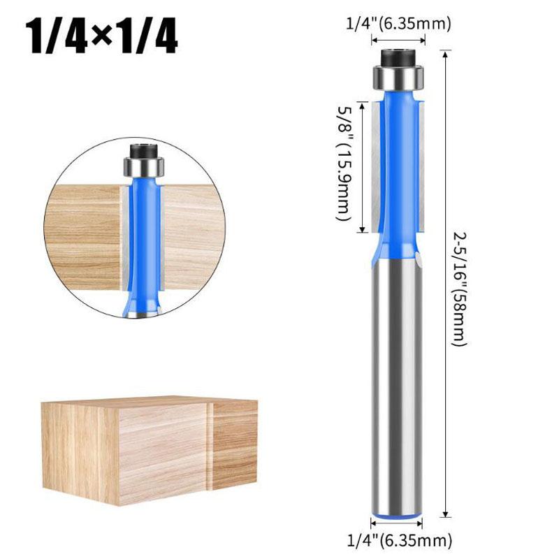 

Фреза для обрезки заподлицо с двумя подшипниками Фрезы для фрезера деревообрабатывающие инструменты Для обрезки дерева Фрезы 6 мм 1/4 дюйма хвостовик 1/4inch shank синий