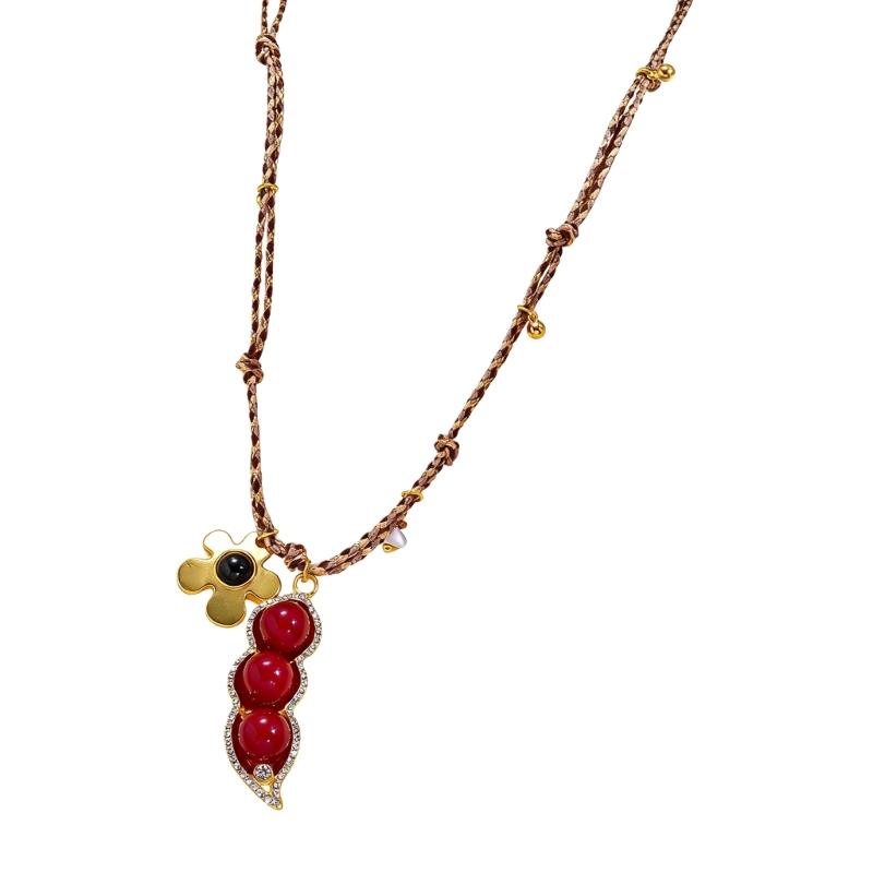 

Oval Bean Pendant Necklace Featuring Layering Acrylic Beads and Sparkling Zircon Stones for Women Fashion Jewelry золотой