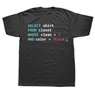 Vtipné programátorské SQL geek databázové kódovací tričko léto bavlna streetwear krátký rukáv narozeninové dárky tričko pánské oblečení