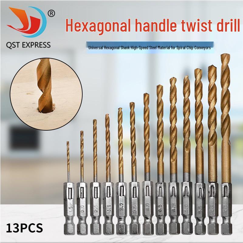 Hex Shank Spiral Drill Bit Set for Electric Screwdriver & Wrench (1.5-6.5mm)