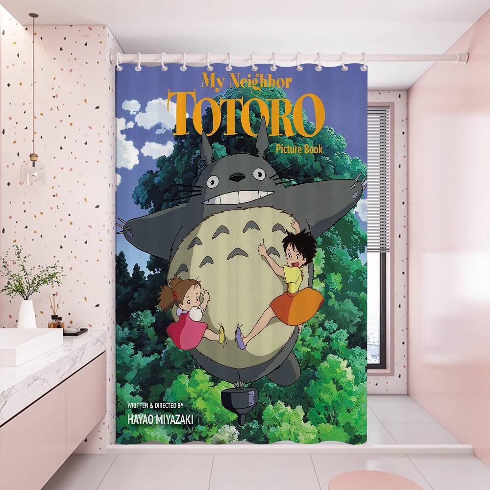 Anime My Neighbor Totoro Modern Simple Shower Curtain Bathroom Decorative Polyster Shower Curtain with Hook