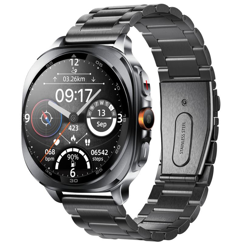 TS400 Men Smart Watch AMOLED Bluetooth Calling GPS Positioning Flashlight Compass Altitude Barometric Pressure Health Monitor