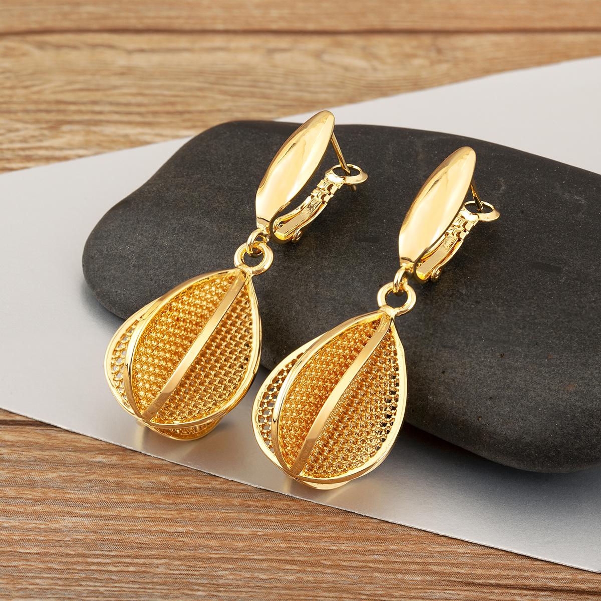 Nidin Retro Gourd/Waterdrop Shape Hollow Design Drop Earrings For Women Female National Style Ear Jewelry Bridal Wedding Gifts