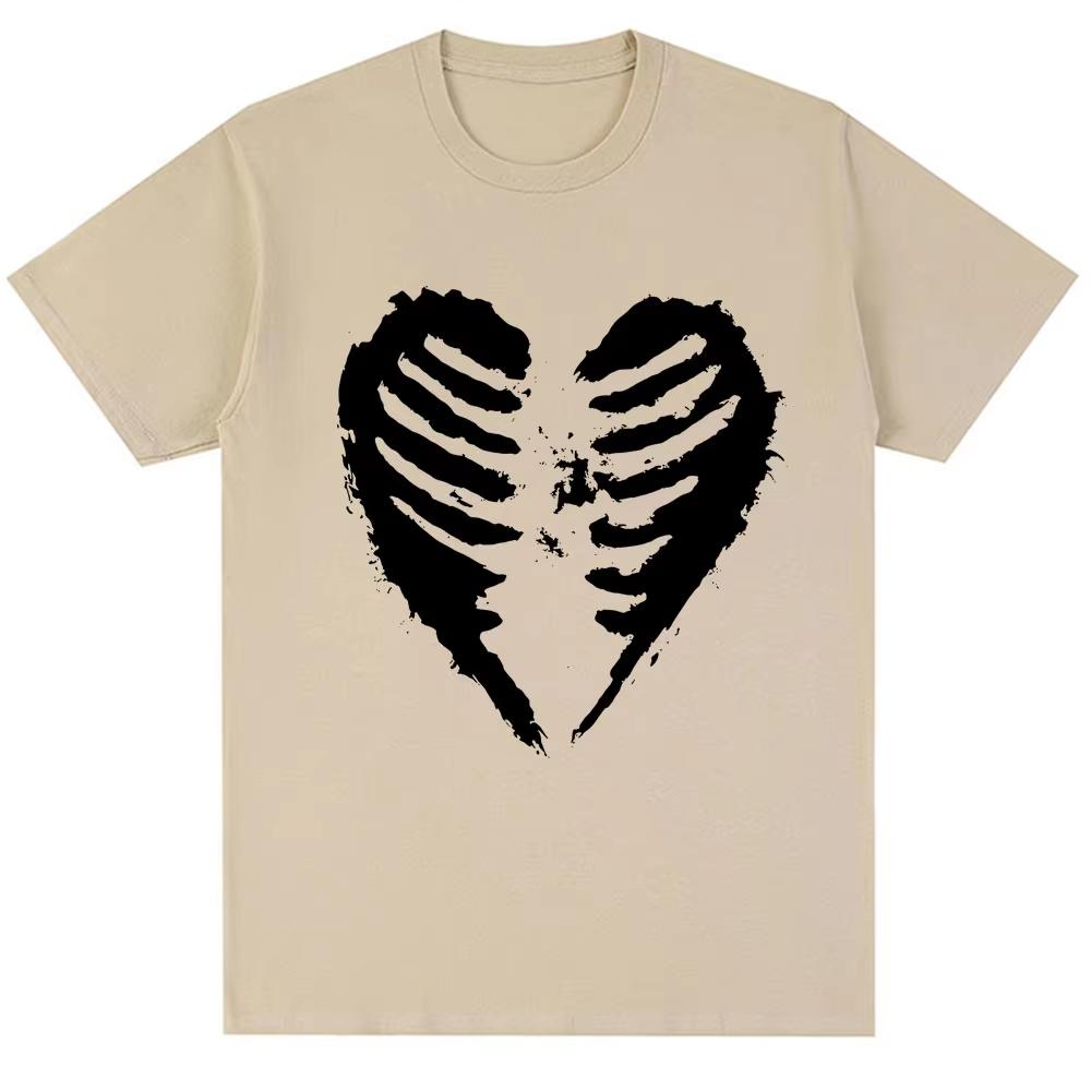 90s Vintage Style Ribcage Heart T-shirts Unisex Fashion Aesthetic Punk Y2k T-shirt Oversized Cotton Oversized T-shirts  Lightweight Breathable Clothes