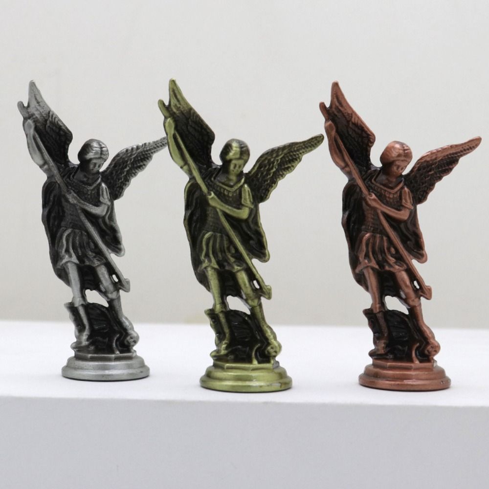 Zinc Zinc Alloy Ctafts Michael Figurine Handmade Christian Guardian Statues Michael Ornaments Tabletop
