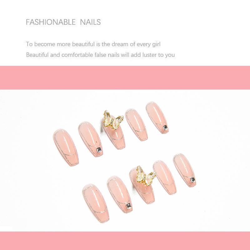 Artificial Nails Crystal Butterfly Fake Nails Wearable Nails Ins Manicure