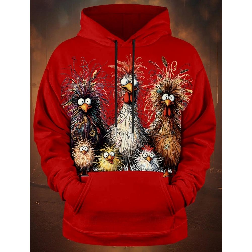 Lustiger Tier Hühner Print Unisex Hoodies Herbstmode Street Herren Sweatshirts Lässig Locker Herren Bekleidung Oberteile Hoodies