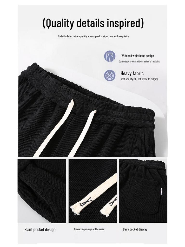 Men's Plus Size Cotton Fleece Pants: Spring/Autumn Straight-Leg Loose Fit for Casual Sportswear