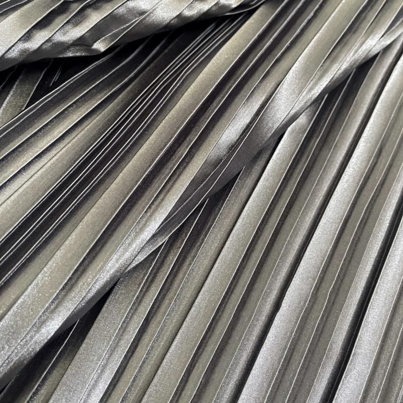 Pleated Satin Fabric By Meter for Needlework Dress Skirt Costume Clothes Diy Sewing Cloth Soft Glossy Smooth Plain White Pink