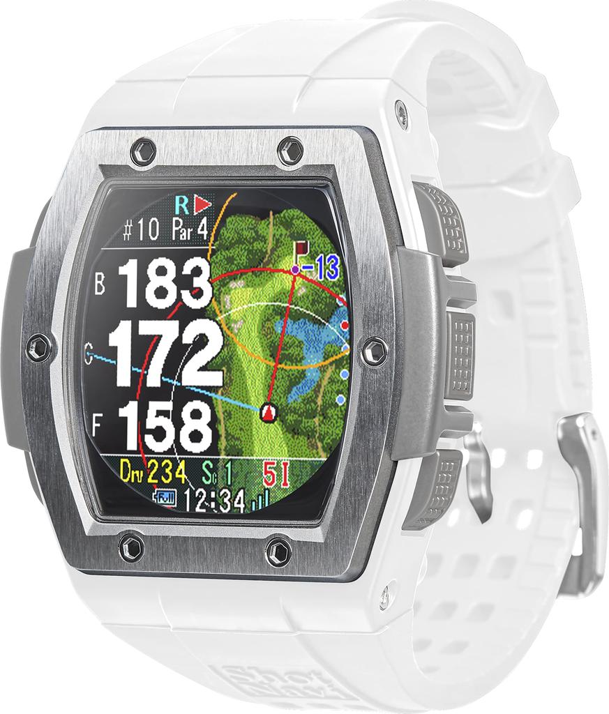Shot Navi Crest x GPS Golf Navigation Golf Elevation Fairway Green Compatible with Overseas Courses (White Silver) System, Rangefinder,