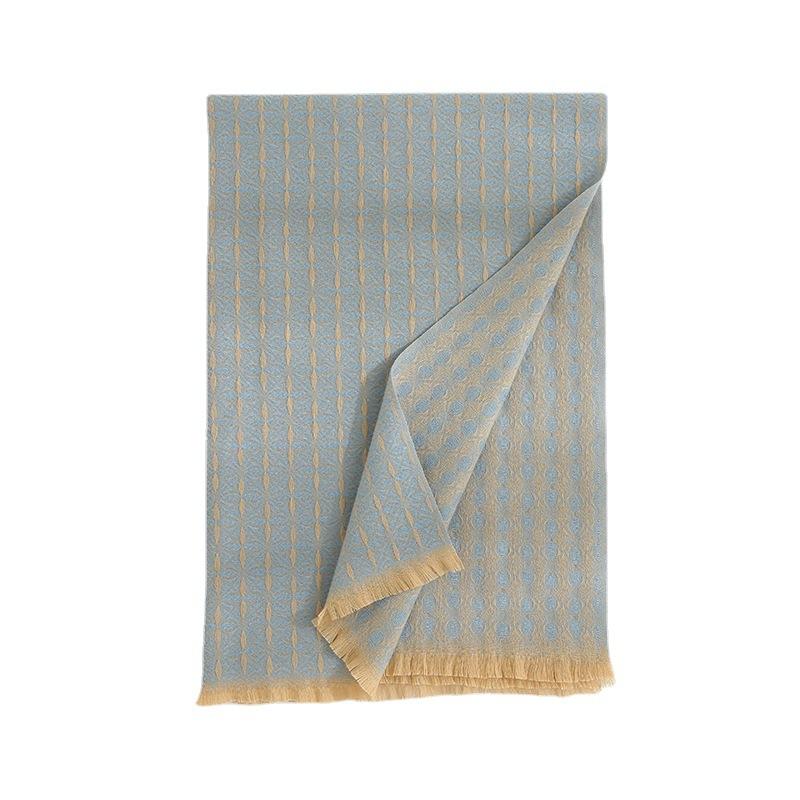 Imitation Cashmere Scarf Women's Winter 2025 New Four-leaf Clover Fringed Shawl Thickened Warm Double-sided Scarf Women