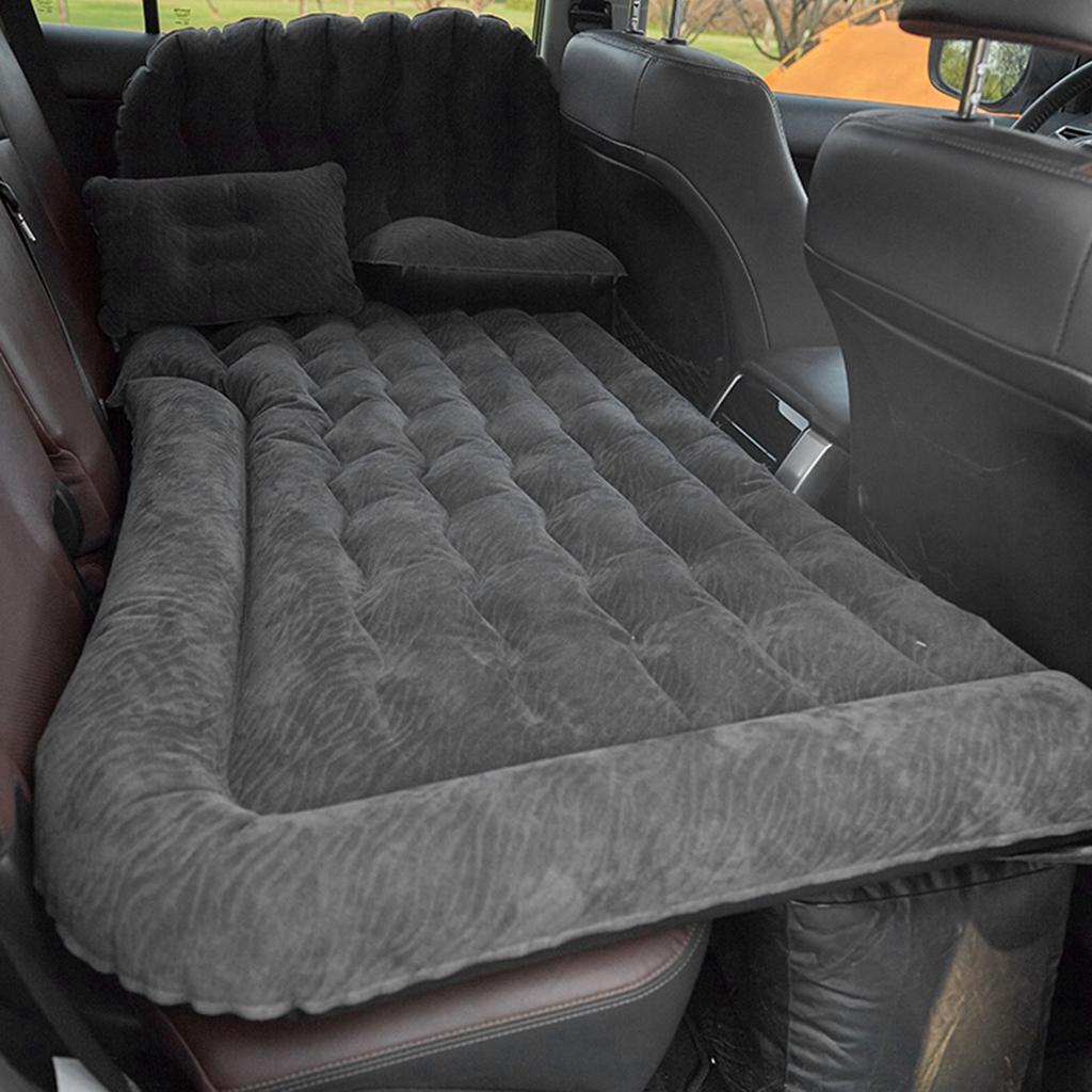 Multifunkční nafukovací cestovní matrace 2-v-1 PVC semišový měkký polštář na spaní pro auto SUV
