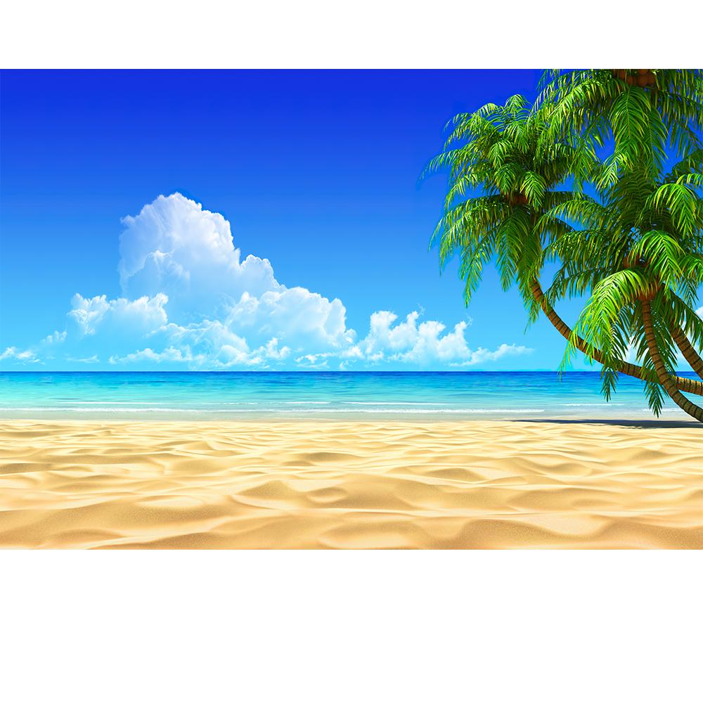 Seascape 3d Wallpaper Beach Coconut Tree Sofa Living Room Bedroom Beach Murals Home Decor