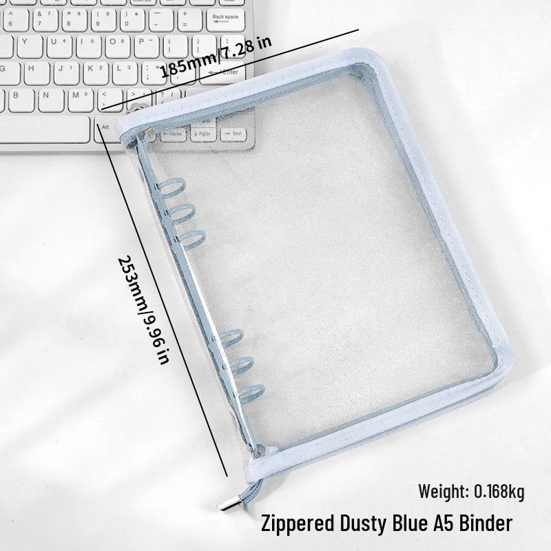 A5 Transparent PVC Ring Binder Notebook Planner, 6-Hole Photo Album with Removable Cover (A6 Compatible)