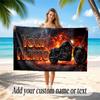 Motorcycle Biker Theme Quick Dry Beach Towel Custom Name Text Print Large Sand Resistant Towel Beach Vacation