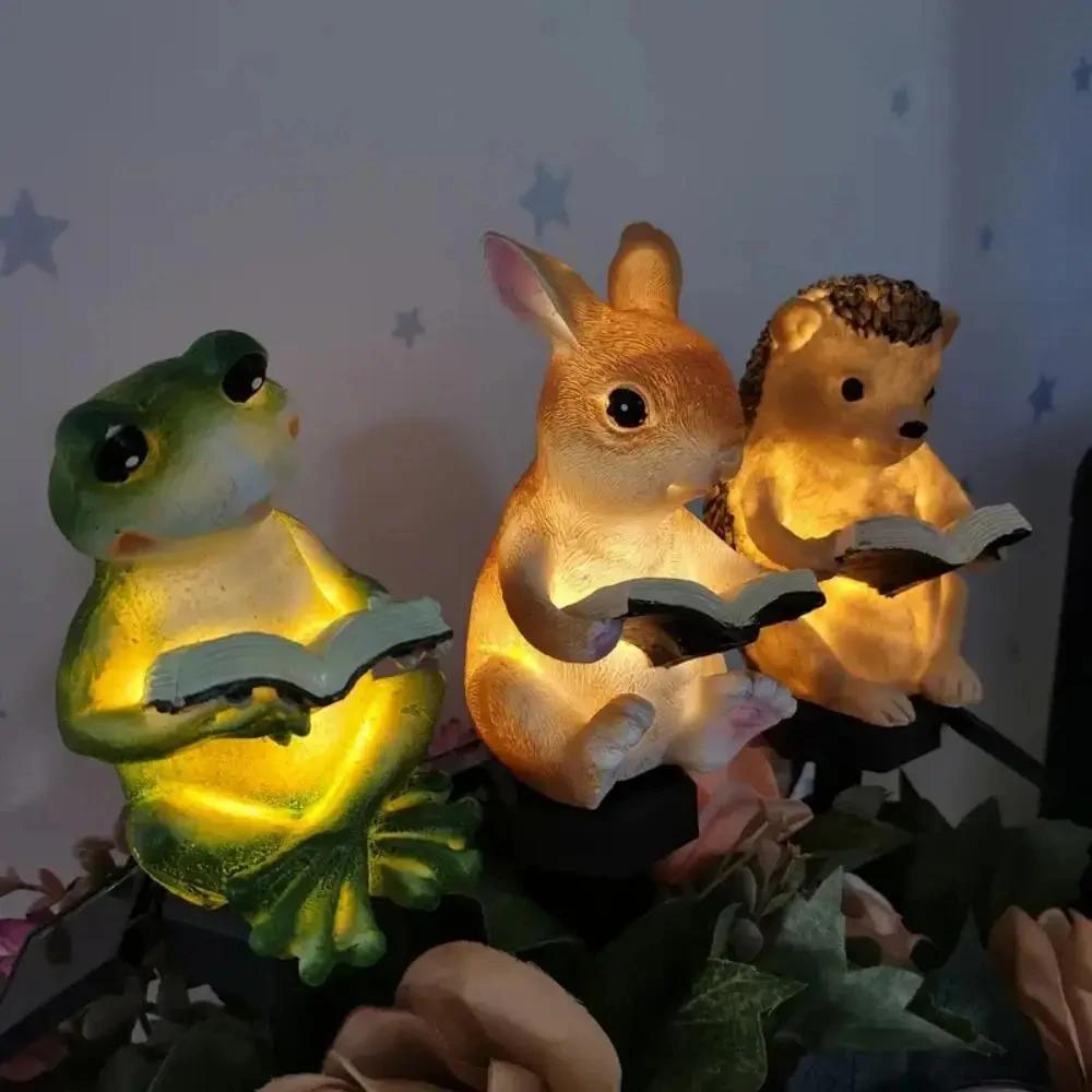 Solar Courtyard Lamp Resin Rabbit Hedgehog Atmosphere Courtyard Corridor Decoration Luminous LED Lawn Lights Floor Mounted Lamp