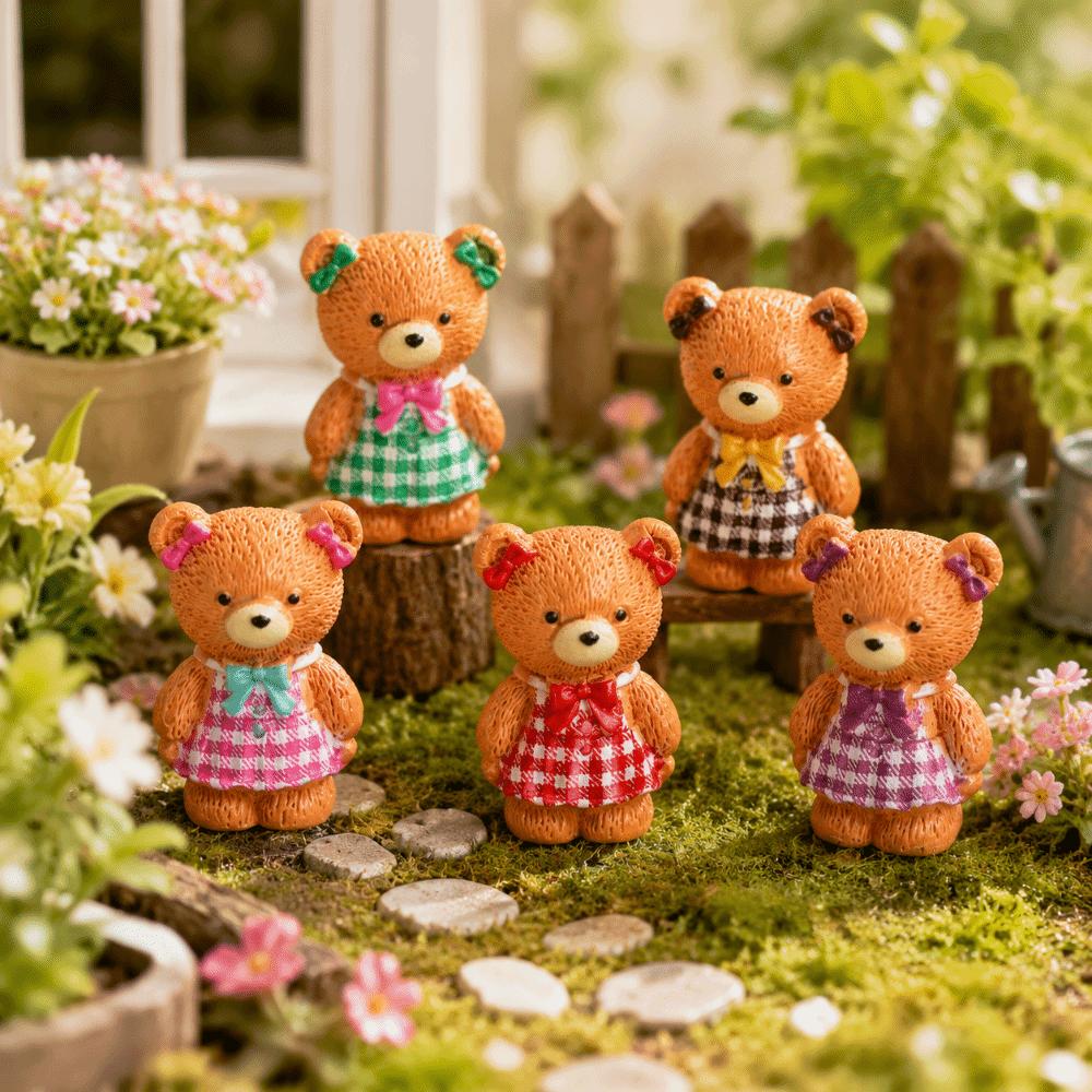 5pcs Mini Apron Bear Decorations Cartoon Bear Ornaments Cute Desk Bear Decorations Gift