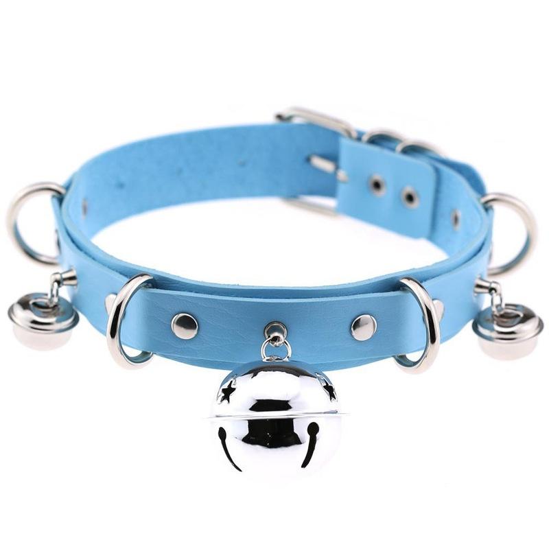 Sexy Punk Gotic din piele PU Choker Metal Link Lanț Clopot Colier Femei Negru Choker Guler Bijuterii Cosplay Accesorii Harajuku