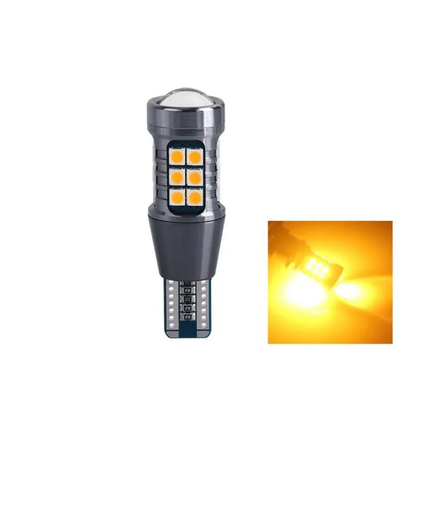 

2 шт. Суперяркие светодиодные лампы W16W T15 921 Canbus Автомобильный свет Высокая мощность 3030SMD Без ошибок Для заднего сигнала Задние фонари T15 жёлтый