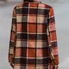 Women Vintage Casual Winter Wool Long Sleeve Loose Coat Polo Neck Jacket Plaid Print Pocket Outerwear