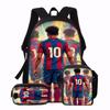 3-Piece 10 Soccer Star Pattern Backpack Set – Large-Capacity Casual Backpack with Matching Clutch & Tote Bag, Perfect for Daily