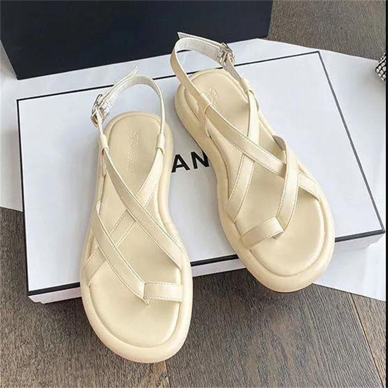 2025 Summer Trendy Fairy Toe Post Chunky Sandals Women's Non-Slip Soft Sole Stylish Roman Platforms