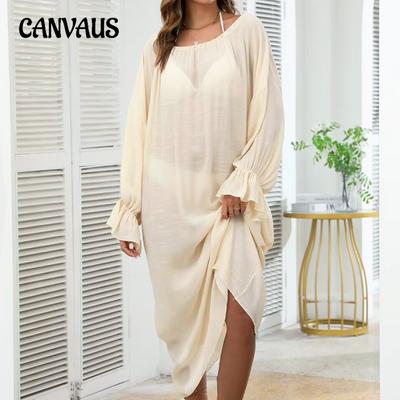 Jupe d'intérieur pour femme grande taille, col rond, décolleté V profond, grand dos nu, bikini à smocks