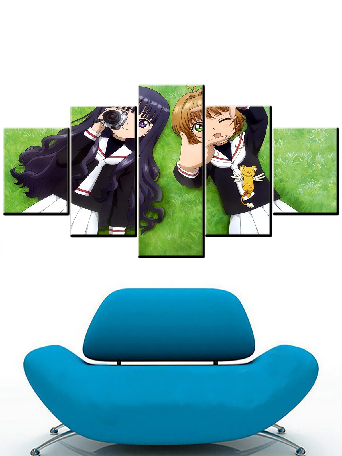 

Картина на холсте, 5 шт., постеры Cardcaptor Sakura, японское аниме, современное настенное художественное оформление, картины на холсте для гостиной, без рамки 20x35cm*2 20x45cm*2 20x55cm*1