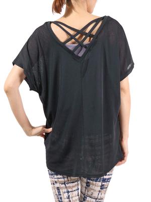 Ein Stretch Yoga 4 Rückenkreuz Dunkelgraues Feld(t) Damen Ultraleichtes Durchsichtiges T-Shirt, Typen, T-Shirt,