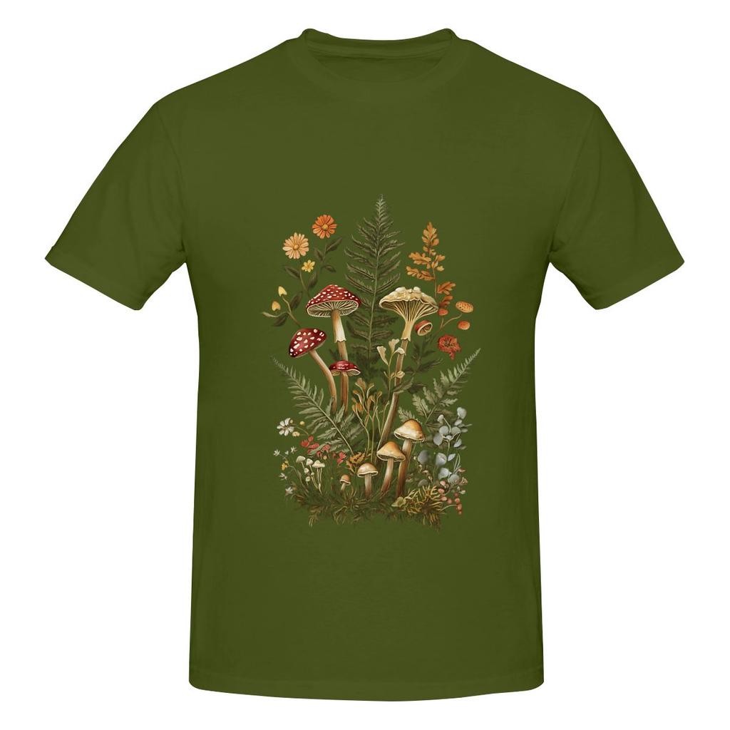 Witchy Woodland Mushrooms And Plants Dating Tshirt Street Sports Morandi Colors Tshirt