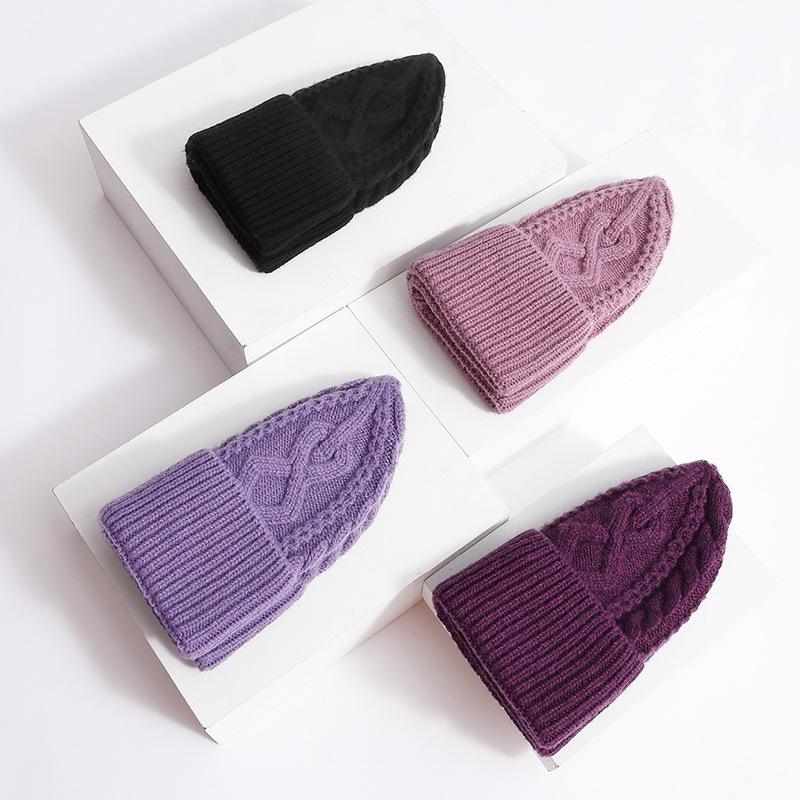 Knitted hat men's wool winter warm ear protection wool hat scarf set women's outdoor anti-cold