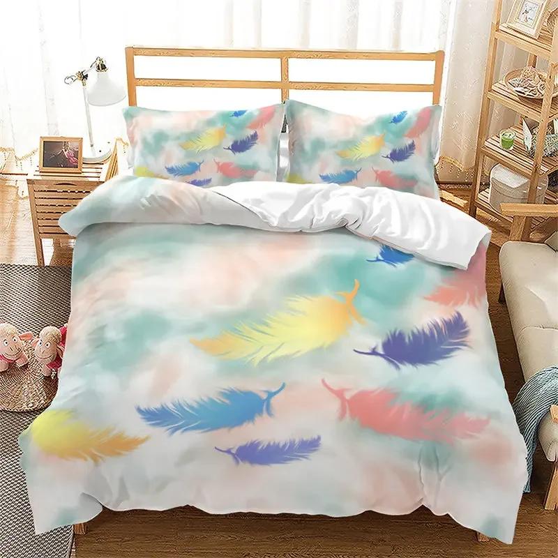Copripiumino Sfumato Arcobaleno Set Biancheria da Letto Queen Cielo Stellato Colorato Copripiumino Geometrico Astratto in Microfibra con Federe